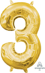 Gold 3 Jumbo Foil Balloon S1027 - Pretty Day