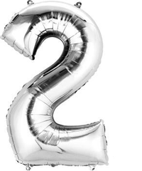 Silver Number 2 Jumbo Foil Balloon S1028 - Pretty Day