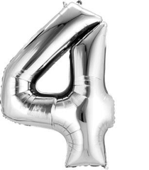 Silver Number 4 Jumbo Foil Balloon S1029 - Pretty Day