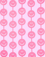 Petit Fetti - Pink Smiley Preppy Curtain, Birthday Decor, Party Supplies - Pretty Day