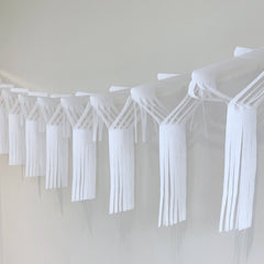 White 10 Ft Tissue Boho Fringe Garland S6158 - Pretty Day