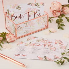 Floral Bridal Shower Advice Cards For Bride Rose Gold S2110 - Pretty Day