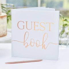 White and Rose Gold Wedding Guest Book S5029 S5029 - Pretty Day