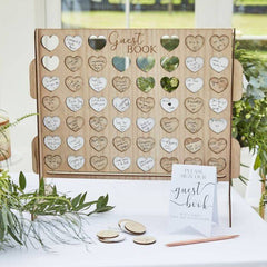 Wooden Heart Wedding Guest Book S5001 - Pretty Day