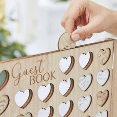 Wooden Heart Wedding Guest Book S5001 - Pretty Day