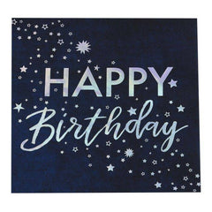 Navy Foiled Happy Birthday Paper Napkins S4105 - Pretty Day