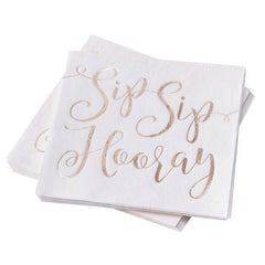 Rose Gold Foiled Sip Sip Hooray Napkins - 16 Pack S3130 - Pretty Day