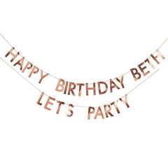 Personalized Rose Gold Birthday Banner S0110 - Pretty Day