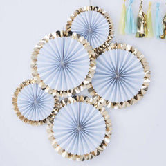 Light Blue and Gold Pinwheel Fan Backdrop S0114 - Pretty Day