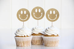 Smiley Face Cupcake Toppers - 12 Pack - Pretty Day