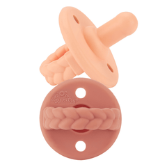 Sweetie Soother™ Pacifier Set in Apricot + Terracotta Braids - 2 Pack S3025 - Pretty Day