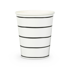 Black and White Striped 9 oz Cups - 8 Pack S9332 - Pretty Day
