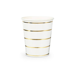 Frenchie Striped Gold 9 oz Cups - 8 Pk S4208 - Pretty Day