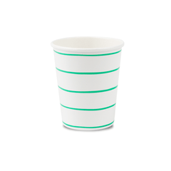 Frenchie Striped Green 9 oz Cups - 8 Pack S5043 - Pretty Day