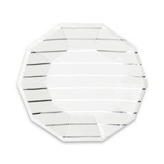 Frenchie Striped Silver Plates - Large - 8 Pack S1156 - Pretty Day