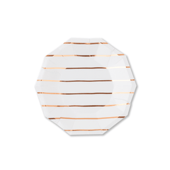 Frenchie Striped Rose Gold Plates - Small - 8 Pack S7012 - Pretty Day