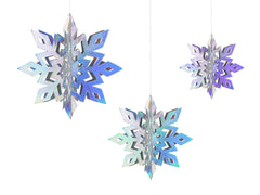 Iridescent Hanging Snowflake Decorations- 6 Pack M0020 - Pretty Day