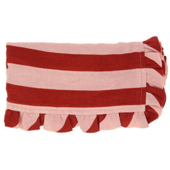 Red & Pink Stripe Ruffle Fabric Napkins 4pk M1078 - Pretty Day