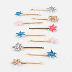 Mixed Glitter Star Hair Slides - Pretty Day
