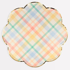 Pastel Plaid Paper Plates- Large - Pretty Day