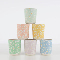 Floral Reusable Bamboo Cups (x 6) S3039 - Pretty Day