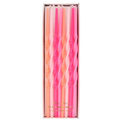 Pink Twisted Long Candles 16 Pk S3046 - Pretty Day