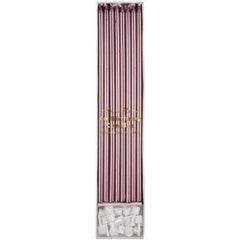 Long Pink Metallic Candles - 16 pack S9039 - Pretty Day