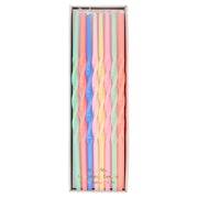 Mixed Twisted Long Candles (x 16) S2007 - Pretty Day