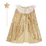 Gold Sequin Princess Dress Up Cape and Wand S9312 - Pretty Day