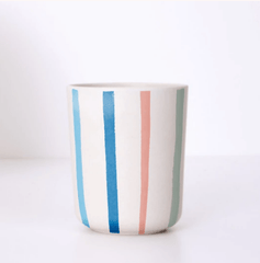 Meri Meri Bright Stripe Bamboo Fibre Reusable Party Cups - 6 Pack S9007 S9008 - Pretty Day