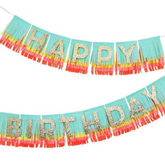 Meri Meri - Rainbow Happy Birthday Fringe Garland S1204 - Pretty Day