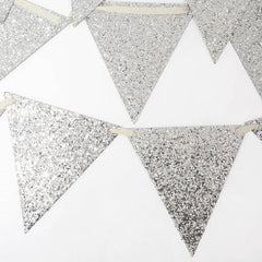 Silver Glitter Mini Flag Garland S2127 - Pretty Day