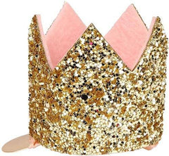 Gold Felt Glitter Mini Crown Hair Clip S1171 - Pretty Day