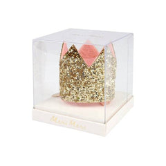 Gold Felt Glitter Mini Crown Hair Clip S1171 - Pretty Day