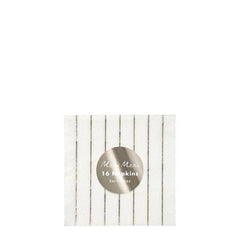 Small Silver Foil Striped Dessert Napkin S7151 - Pretty Day