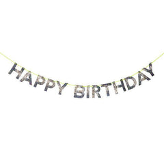 Silver Happy Birthday Banner - 8ft S3041 - Pretty Day