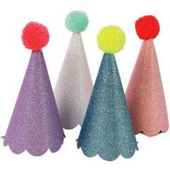 Glitter Pom Pom Party Hats S8015 - Pretty Day