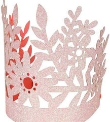 Pink Glitter Floral Party Hat Crowns- 8 pack S3007 - Pretty Day