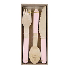 Pink Wooden Cutlery/Utenstils S0006 - Pretty Day