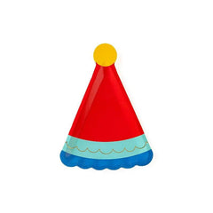 Red and Blue Birthday Hat Shaped Small Plate - Pack of 8 S8049 - Pretty Day