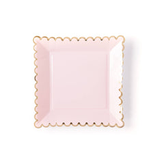 Square Scalloped Blush Pink Plates -Large S7062 - Pretty Day