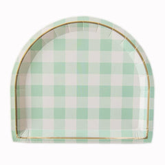 Green Gingham Large Dinner Plates  - 8 pk S2209 - Pretty Day