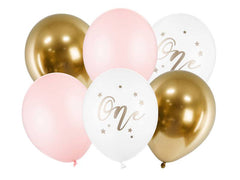 Pink 1st Birthday Balloon Bouquet - 6pk S4105 - Pretty Day