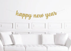 Happy New Year Banner Gold - Pretty Day