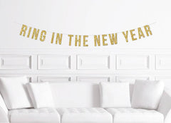 Ring in The New Year | New Year's Eve Party Banner Gold Glitter - Pretty Day