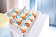 12-Silver Glitter Shark Fin Cupcake Toppers - Pretty Day