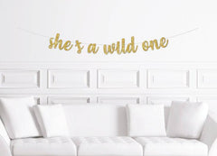 1st Birthday Decor She's A Wild One Cursive Banner - Pretty Day