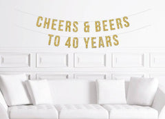 Cheers and Beers to 40 Years Banner - Pretty Day