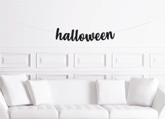 Halloween Party Cursive Banner, Classroom Banner, Decoration Decor, Black - Pretty Day