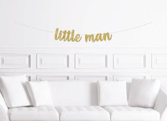 Little Man Cursive Baby Shower Banner - Pretty Day
